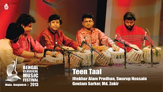 Teentaal on the Tabla  Iftekhar Alam  Swarup Hossain  Md Zakir Hosen  Goutam Sarker  BCMF 2013 [upl. by Enak850]