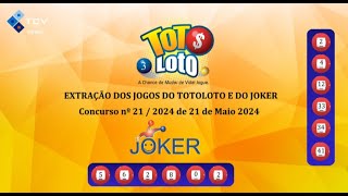 Extração Totoloto amp Joker  21 Maio 2024 [upl. by Vernier]