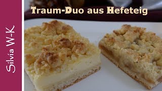 Puddingkuchen  Apfelmuskuchen  mit Streusel  Traumduo aus Hefeteig [upl. by Bosch127]