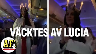 Här väcks de av luciatåg – på flygresan [upl. by Letha]