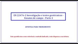 EN 22476 2 Investigação e testes geotécnicos Ensaios de campo Parte 2 [upl. by Anirrehs]