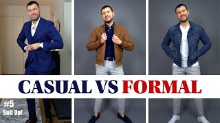 VESTIR CASUAL VS FORMAL  5 Outfits Básicos Para Hombre [upl. by Lertnahs]