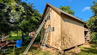 Barn Siding Installation  Beautiful 12quot Hemlock  Board amp Batten [upl. by Nnad76]