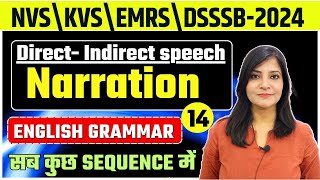 English Grammar CLASS14  NARRATION  DIRECT INDIRECT SPEECH NVS EMRS DSSSB nvs dsssb jtet [upl. by Hanavas]