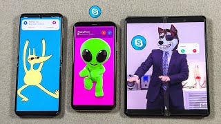 Skype  Incoming Call at The Same Time Samsung Z Fold 3  iPhone Xs  Galaxy Z Flip4 [upl. by Oiruam]