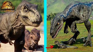 FAMILIA GIGANTE DE REXY Y BLUE Y BETA nuevos dinosaurios Rex y Raptor Jurassic World Evolution 2 [upl. by Yztim]