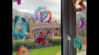 255  Resin Art  Creating Stained Glass Window Pieces Lead Effects  Bright Colourful Experiment [upl. by Amalbergas35]