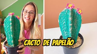 😍FIZ UM CACTO ESTILO REALISTA COM BASE DE PAPELÃO [upl. by Pandich]