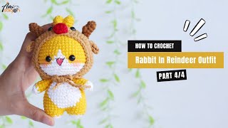 602  Rabbit In Reindeer Outfit Amigurumi 44  How To Crochet Dolls Amigurumi  AmiSaigon [upl. by Nealah]