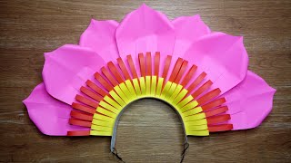 EASY HANDMADE PAPER FLOWER HEADDRESS [upl. by Job796]