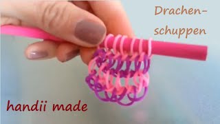 Loom Bands Armband  breite Drachenschuppen  mit Stiften Anleitung deutsch [upl. by Hsetih]