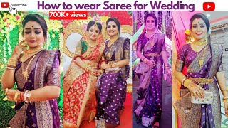 Traditional Bengali Style Saree Draping Tutorial for Practical Wedding Look [upl. by Pinkerton]