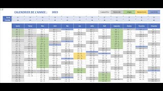 Créer un calendrier dynamique annuel 1  Tuto Excel [upl. by Rita]