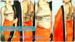 Cutting of trending backless blouse with halter neck easy way to cut with patterntutorial in Hindi [upl. by Sinnej]