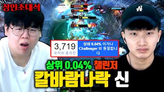 칼바람나락 티어 챌린저 MMR 3719점 ㅎㄷㄷ 칼바람나락신 장인초대석 테스터훈 [upl. by Tnilf438]