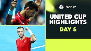 Djokovic vs Lehecka Coric vs Griekspoor TsitsipasSakkari Play  United Cup 2024 Day 5 Highlights [upl. by Assiralc602]