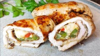 Come preparare deliziosi petti di pollo ripieni di melanzana e peperoni Cena deliziosa [upl. by Osei476]