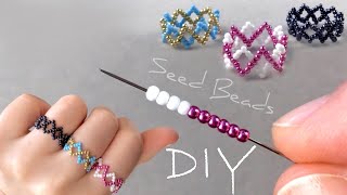 Zig Zag Beaded Ring Tutorial Simple Seed Bead Ring PandaHallSelected [upl. by Arod]