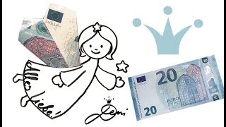 Geldgeschenk 🧚‍♀️ Einfach Engel malen🧚‍♀️ Geldschein falten zu Flügel How to draw Money Angel [upl. by Haliek]