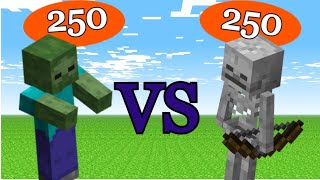 Zombies 250 VS Skeletons 250💀 Who will win  V128  Minecraft Mobs War s [upl. by Noda]