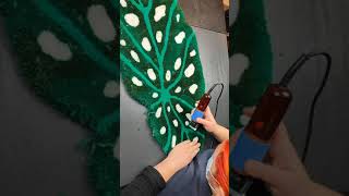 Trimming and Carving My Handmade Tufted Begonia Plant Leaf Rug [upl. by Ial]