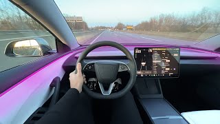 NEW 2024 TESLA Model 3 Highland Facelift AUTOBAHN Drive POV Interior Ambient Review [upl. by Alahs]