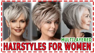 40 Best💕 Hairstyles 2024 for Women Over 50 to Look YoungerMULTILAYERED CUTS WITH VOLUME [upl. by Ennail]