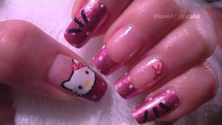 Hello Kitty Acrylic Nails Design [upl. by Eicaj829]