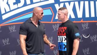 The Rock amp John Cena Face Off at WrestleMania 28 Press Conference [upl. by Silva]