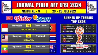 Jadwal Piala AFF U19 2024 Pekan Ke 3  Indonesia vs Timor Leste  Malaysia vs Thailand [upl. by Latisha]