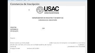 Generar Constancia de Inscripción Reingreso 2023 USAC  NYSM [upl. by Hedveh617]