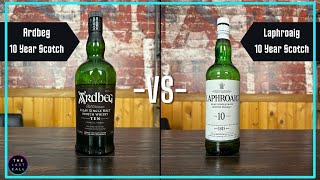 Ardbeg 10 Year Scotch Whisky VS Laphroaig 10 Year Scotch Whisky Comparisons [upl. by Bibbye816]