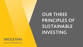 INVESTING WITH WESLEYAN  Our Three Principles of Sustainable Investing [upl. by Oruasi]