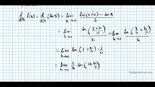 derivation of the derivative of ln x using limits ddxln x 1x proof rigorous Calculus AB BC [upl. by Yasmine]