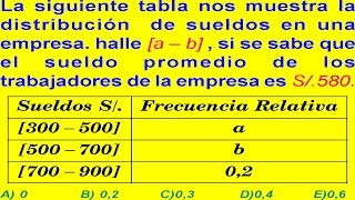 ESTADÍSTICA PROBLEMA RESUELTO EXAMEN DE ADMISIÓN A LA UNIVERSIDAD [upl. by Klaus]