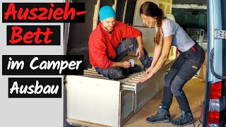 Ausziehbares Bett mit Schwerlastauszügen 🚐 Camper Ausbau  Sprinter Selbstausbau [upl. by Pascale84]