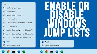 How to Enable or Disable Recent File and Folder Jump Lists in Windows 11 [upl. by Lazaruk8]