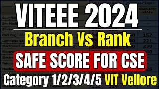 VITEEE 2024 Expected Cutoffs VITEEE 2024 Branch Vs Rank Safe Score for Computer Science in Vellore [upl. by Bianca]