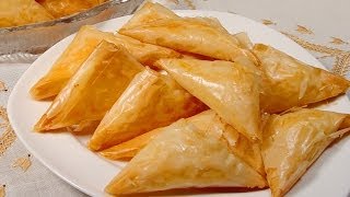 Greek Triangle Cheese Puffs Tiropites [upl. by Ahsinert970]