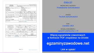 Egzamin zawodowy praktyczny z 01 EKA07 Prowadzenie rachunkowości czerwiec 2021 [upl. by Allegra]