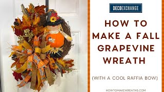 How to Make a Fall Grapevine Wreath with a Cool Raffia Bow IN LESS THAN 30 MINUTES  Live Replay [upl. by Genna]