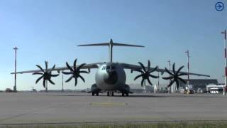 HD Airbus A400M Engine Start up at linz airport [upl. by Eelrebma]