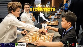 Little kid tries the stalemate trick on Magnus Carlsen  World Team Blitz 2024 [upl. by Dasteel]