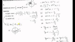 Trigonometria  calcular valor de cos x e tg x sabendo o valor do sen x [upl. by Aphra997]