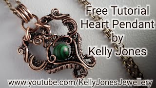 Free TUTORIAL Wire Wrap Heart Pendant [upl. by Jessica892]