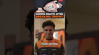 Norris reacts to breaking Verstappens trophy 👀 [upl. by Suoicserp]