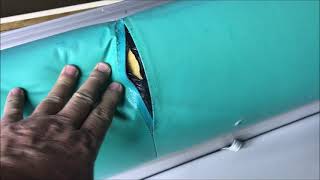 OldGuyDIY DIY 5 2 Hour Pontoon Boat Vinyl Seat Failed Seam Repair Disassemble Pull Staples Sew [upl. by Ahsuat]