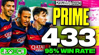 PRIME MSN Barcelona FM24 Tactic  95 Win Rate  3 Goals Per Game [upl. by Erma]