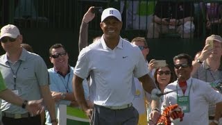 Tiger Woods plays No 16 during proam at Waste Management [upl. by Weiler553]