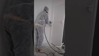 Spraying a door with HvLP sprayer by Erbuaer eps800 800 watt sprayer [upl. by Ailaham63]